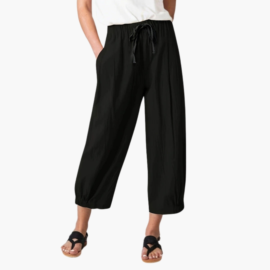 Pantaloni Donna con Vita Elastica e Coulisse
