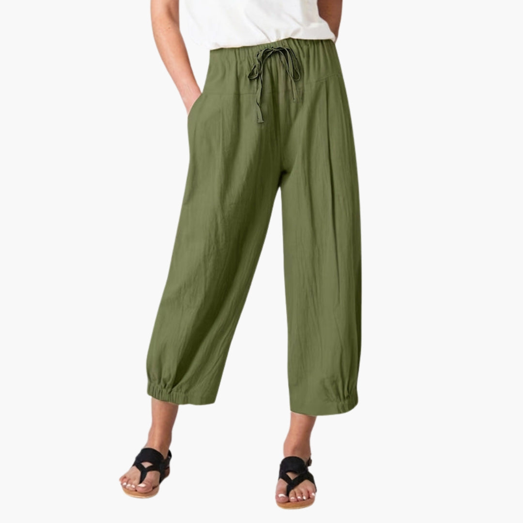 Pantaloni Donna con Vita Elastica e Coulisse
