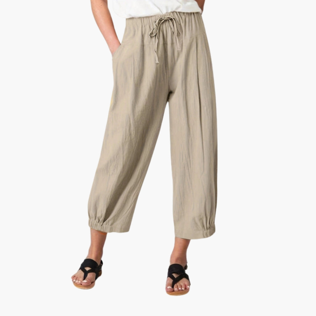 Pantaloni Donna con Vita Elastica e Coulisse