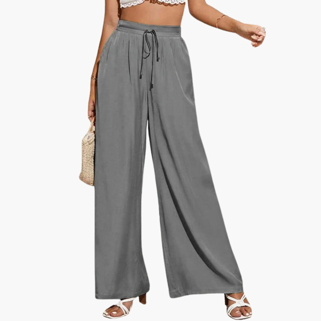 Pantaloni Donna con Vita Alta e Gambe Larghe