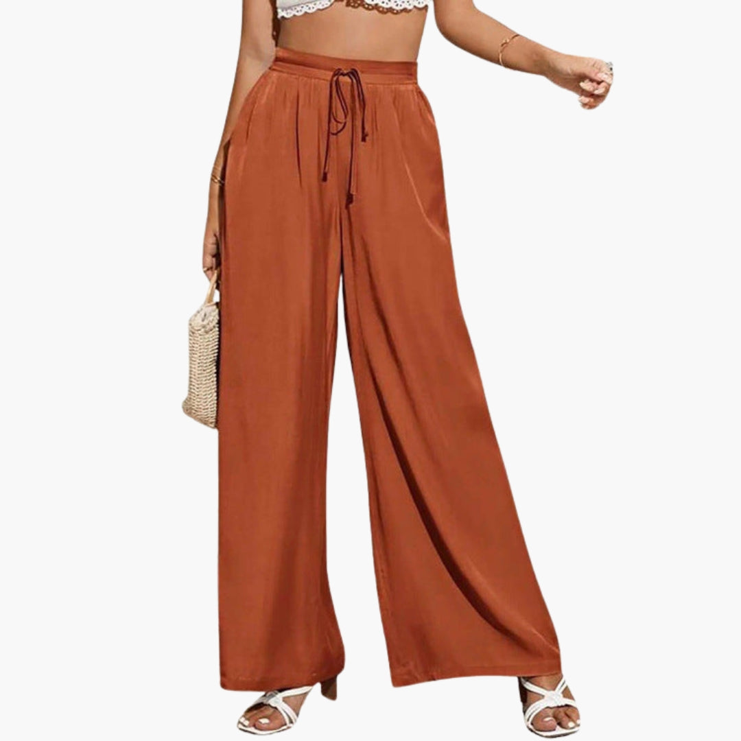 Pantaloni Donna con Vita Alta e Gambe Larghe
