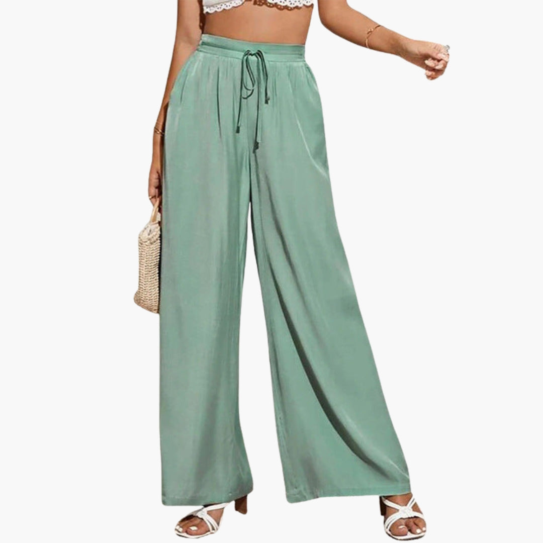 Pantaloni Donna con Vita Alta e Gambe Larghe