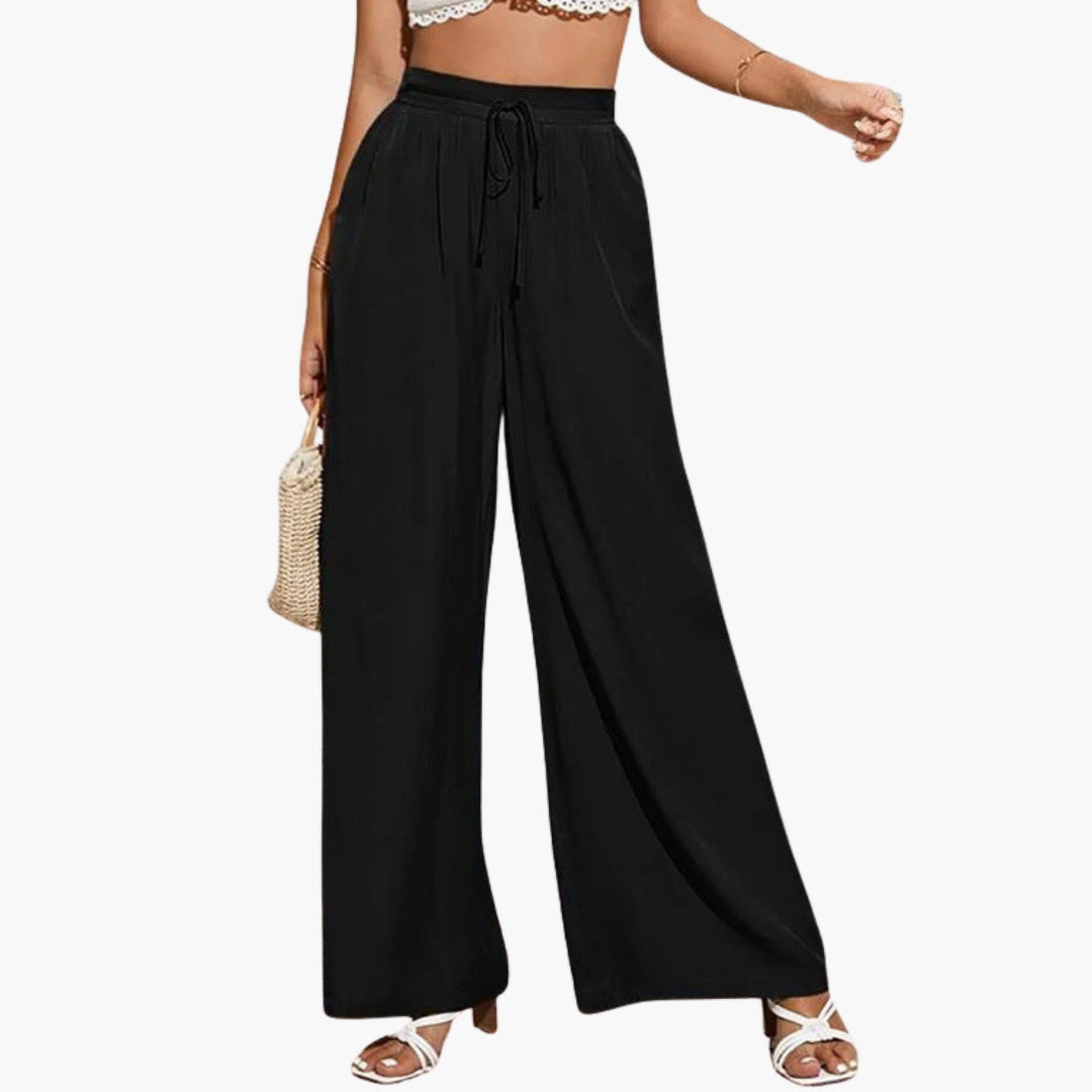 Pantaloni Donna con Vita Alta e Gambe Larghe