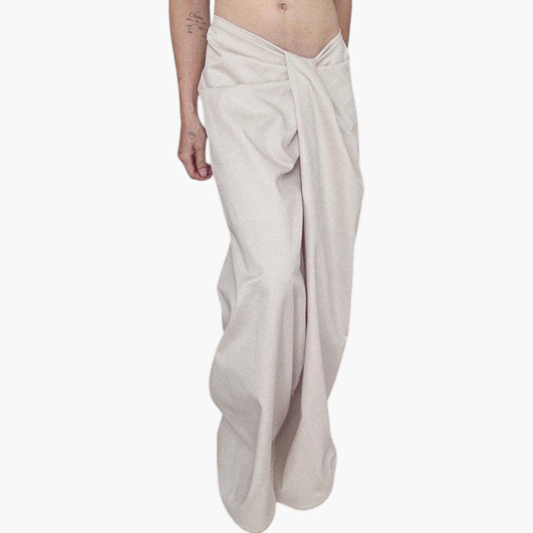 Pantalon Palazzo Femme Taille Haute avec Plis Avant