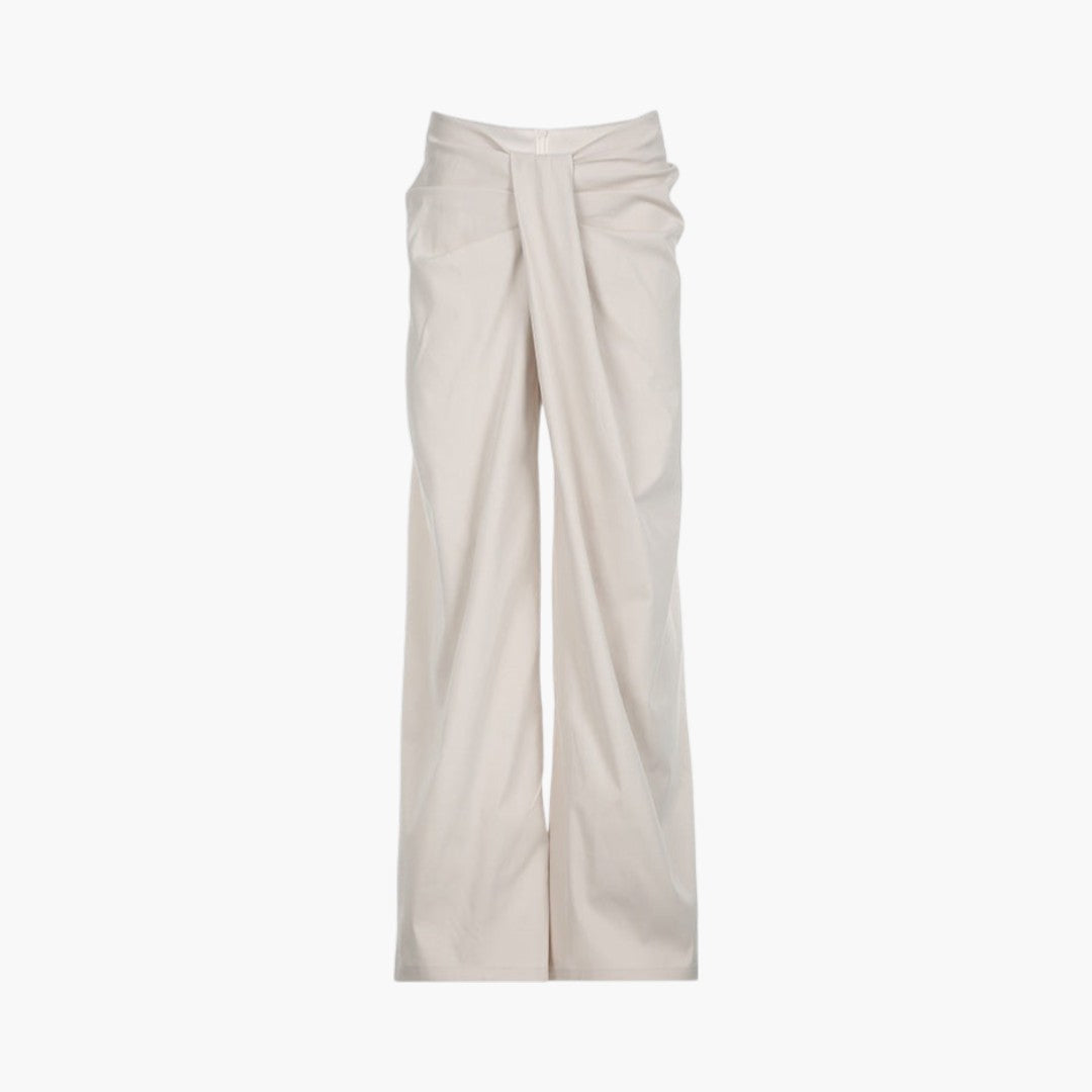 Pantalon Palazzo Femme Taille Haute avec Plis Avant