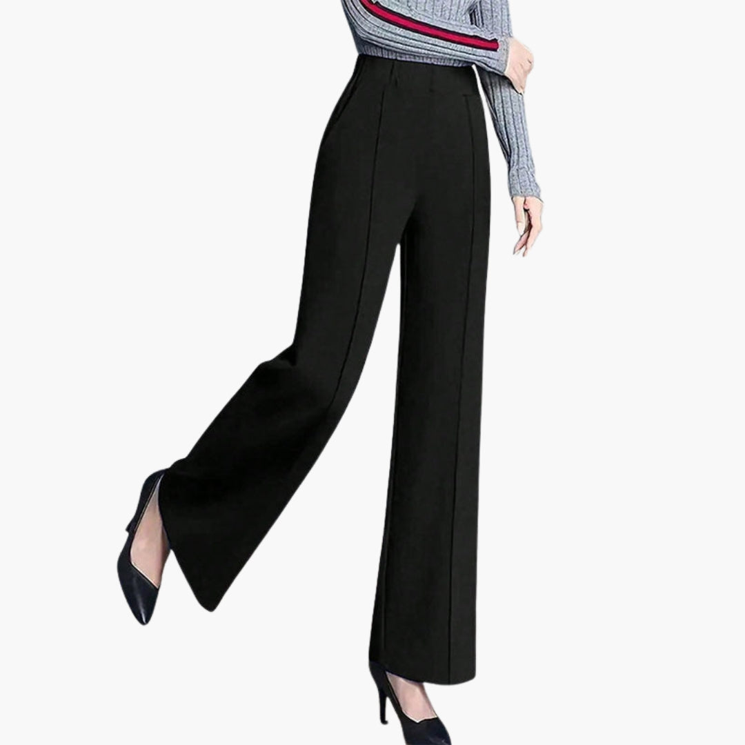 Pantalon Palazzo Femme Taille Haute avec Plis Latéraux