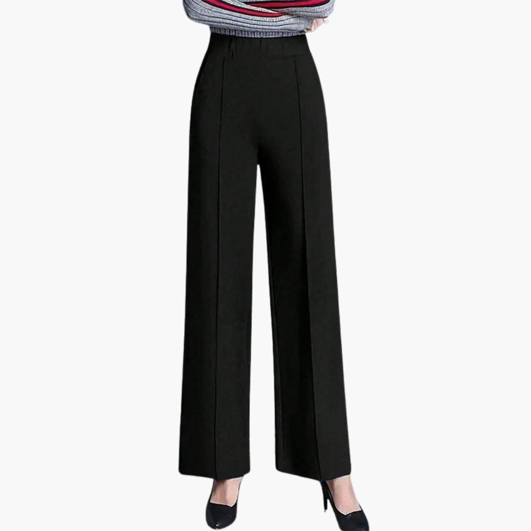 Pantalon Palazzo Femme Taille Haute avec Plis Latéraux