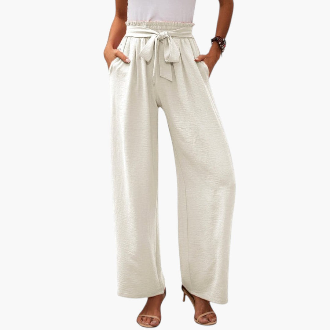 Pantalon Palazzo Femme avec Ceinture à Nouer