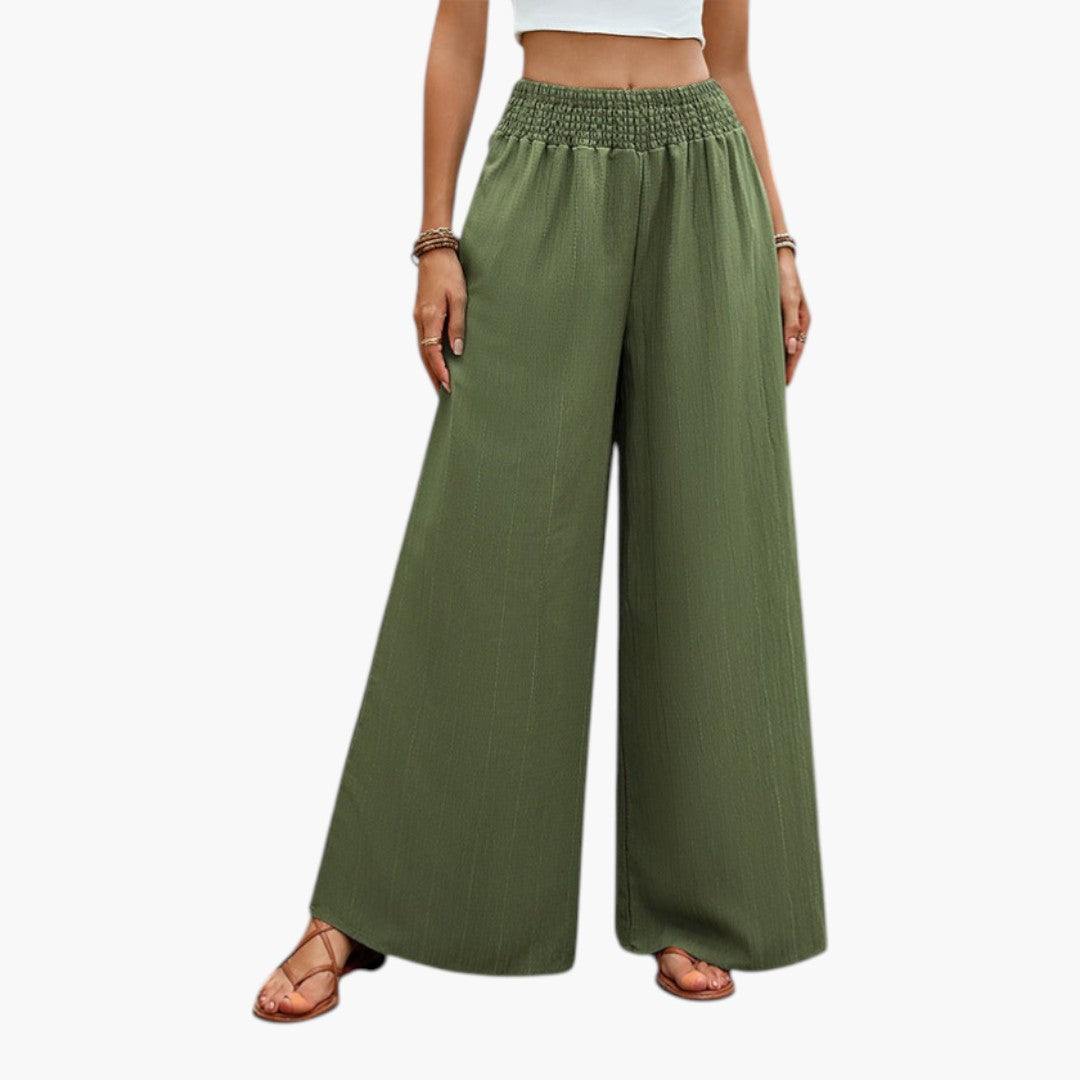 Pantalon Palazzo Femme avec Taille Élastique et Jambes Larges