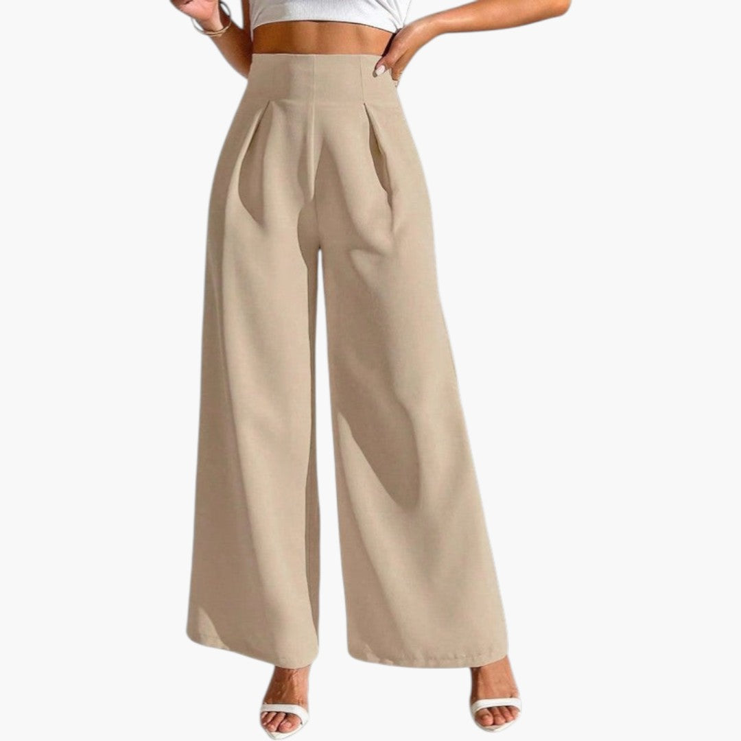 Pantalon Palazzo Femme avec Taille Haute et Jambes Larges