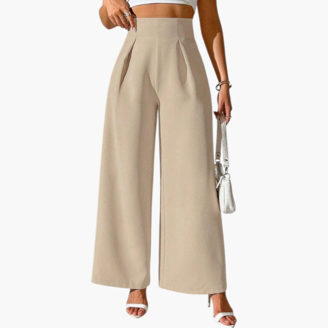 Pantalon Palazzo Femme avec Taille Haute et Jambes Larges