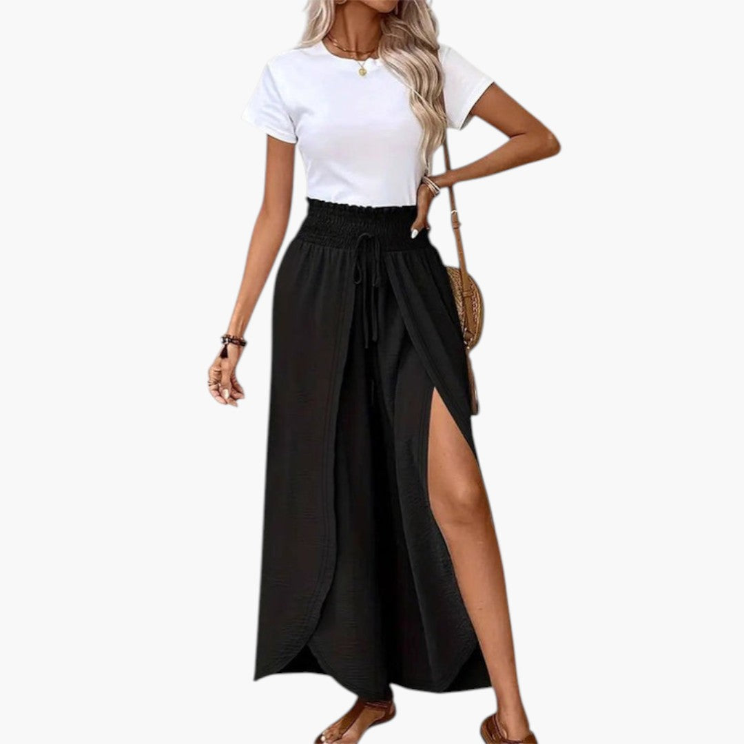 Pantalon Palazzo Femme avec Taille à Cordon