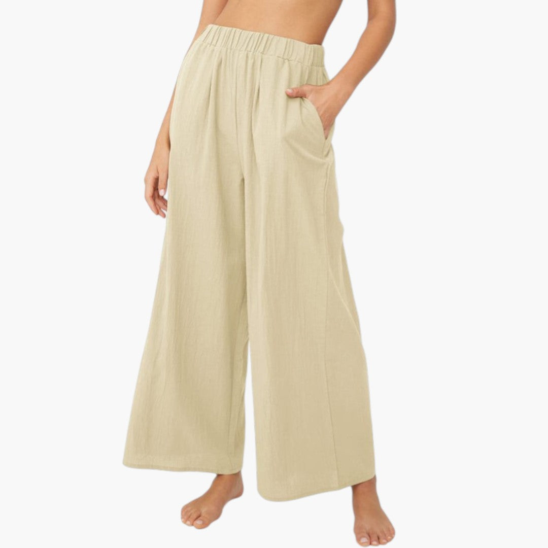 Pantalon Palazzo Pour Femme avec Poches Latérales