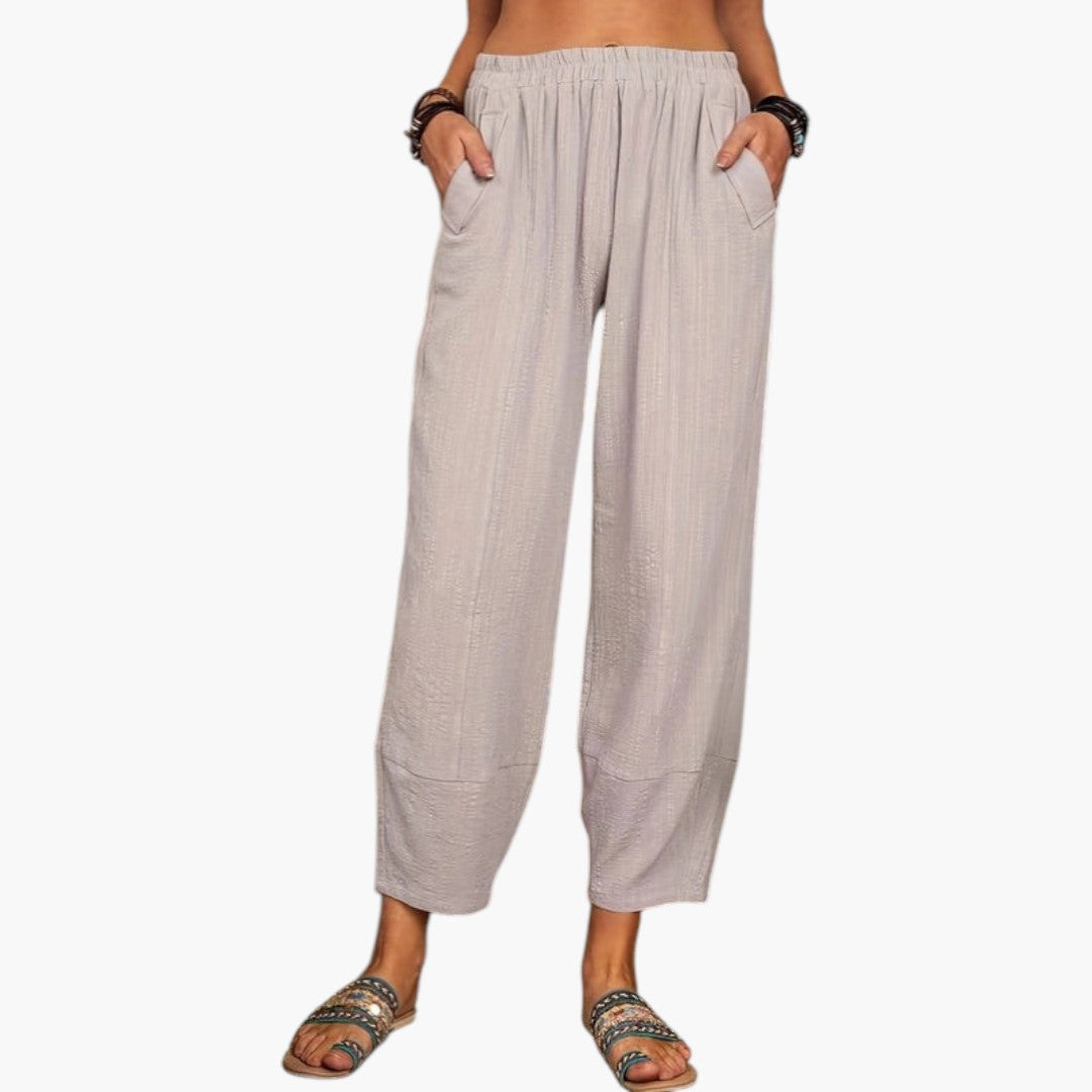 Pantalon Palazzo pour Femme a Taille Élastique et Poches