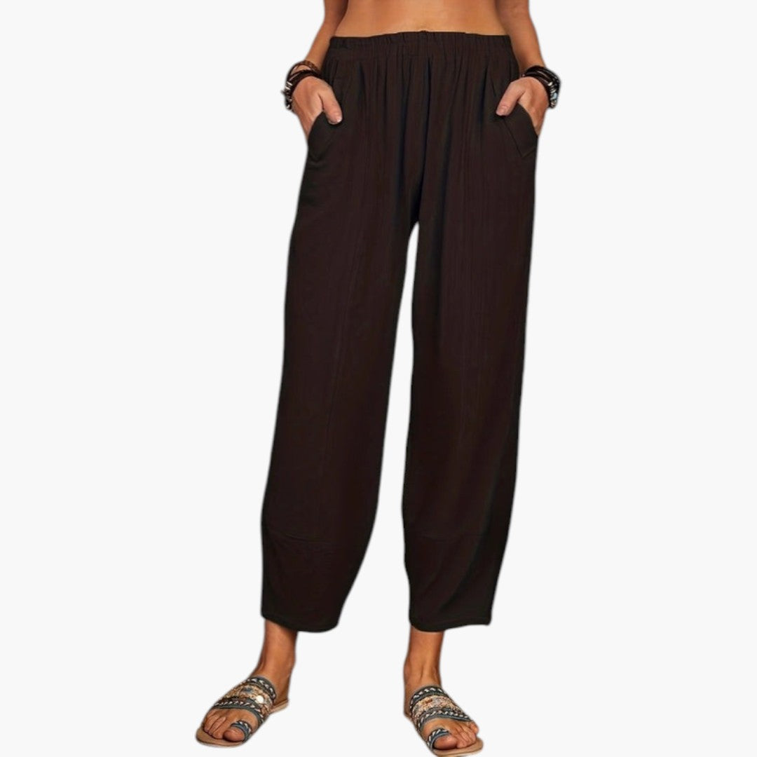 Pantalon Palazzo pour Femme a Taille Élastique et Poches