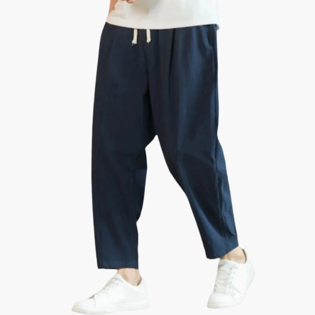 Pantalon à Jambe Droite pour Homme avec Cordon de Serrage et Poches Latérales