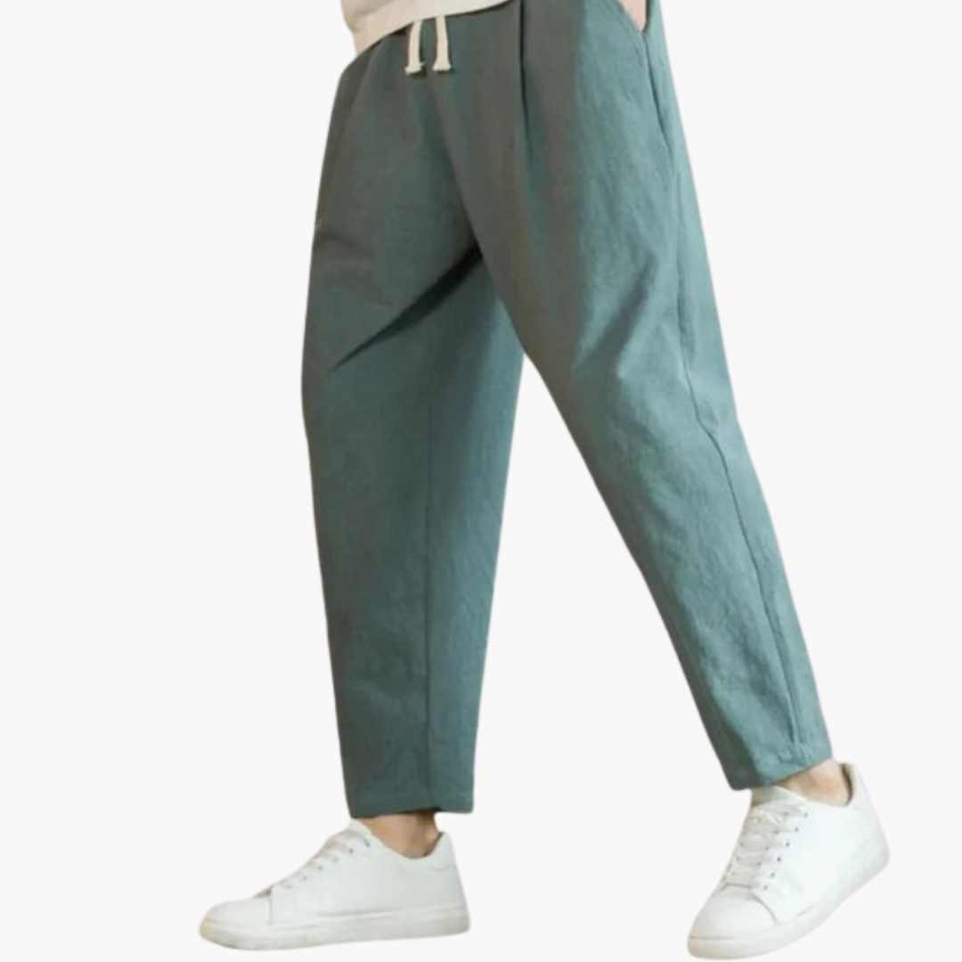 Pantalon à Jambe Droite pour Homme avec Cordon de Serrage et Poches Latérales