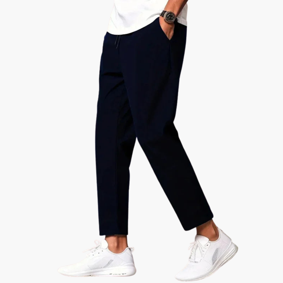 Pantalon ajusté pour homme avec taille élastique et poches latérales