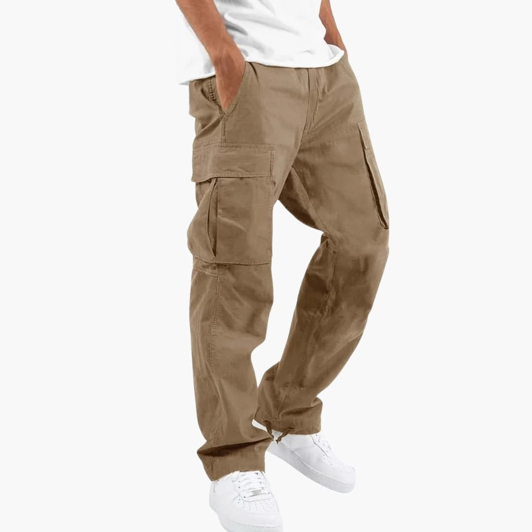 Pantalon cargo homme avec poches multiples et taille ajustée