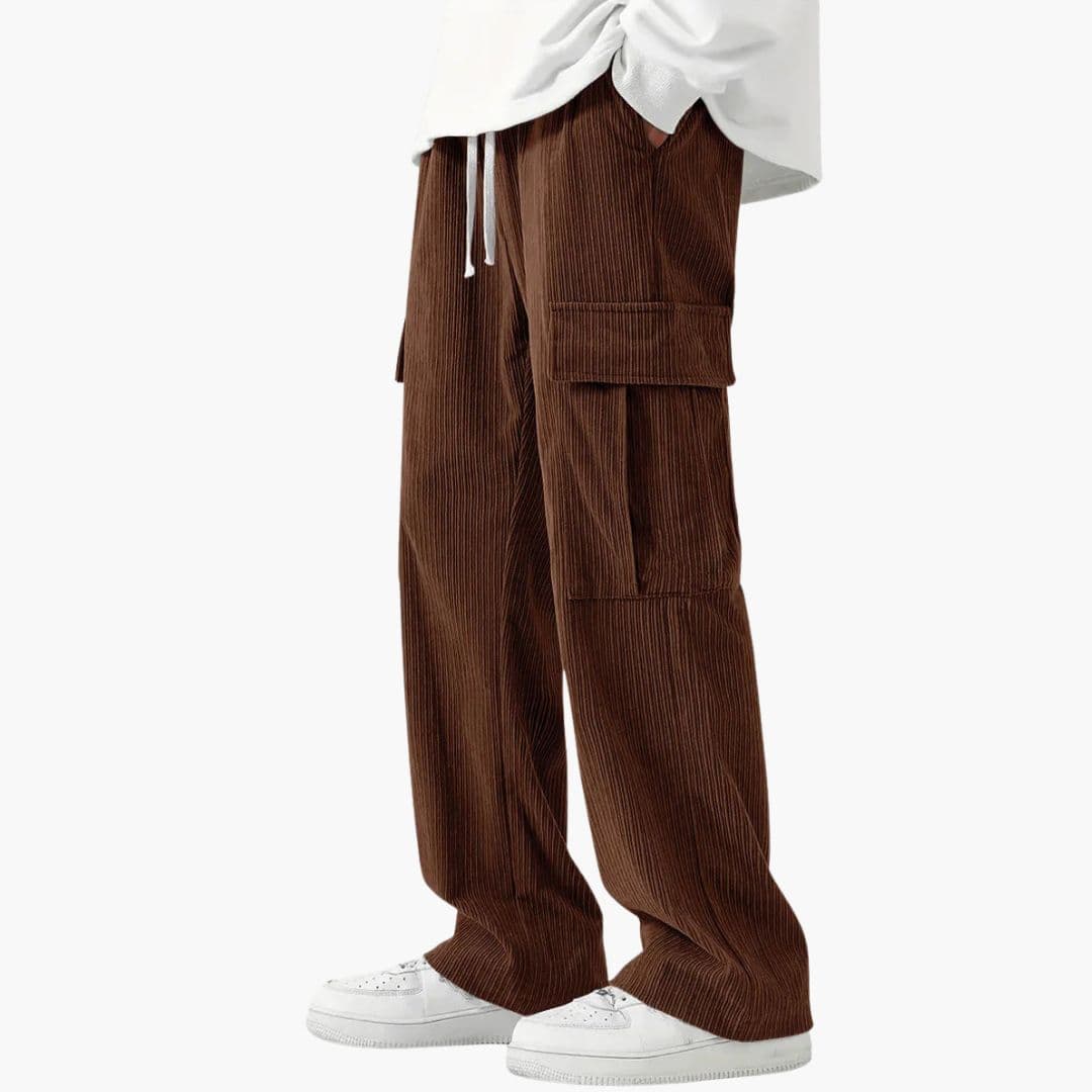 Pantalon cargo homme en corduroy avec coupe ample