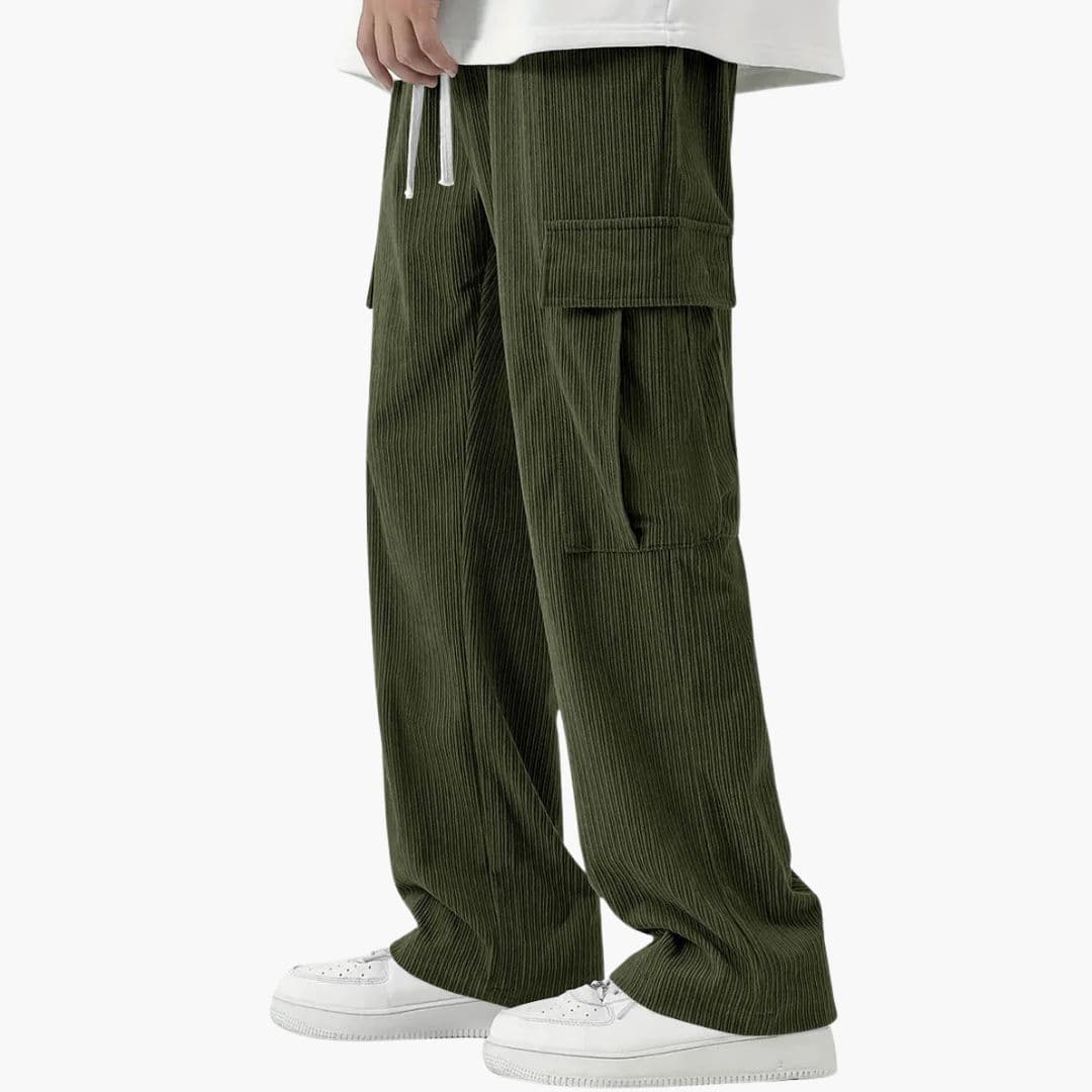 Pantalon cargo homme en corduroy avec coupe ample