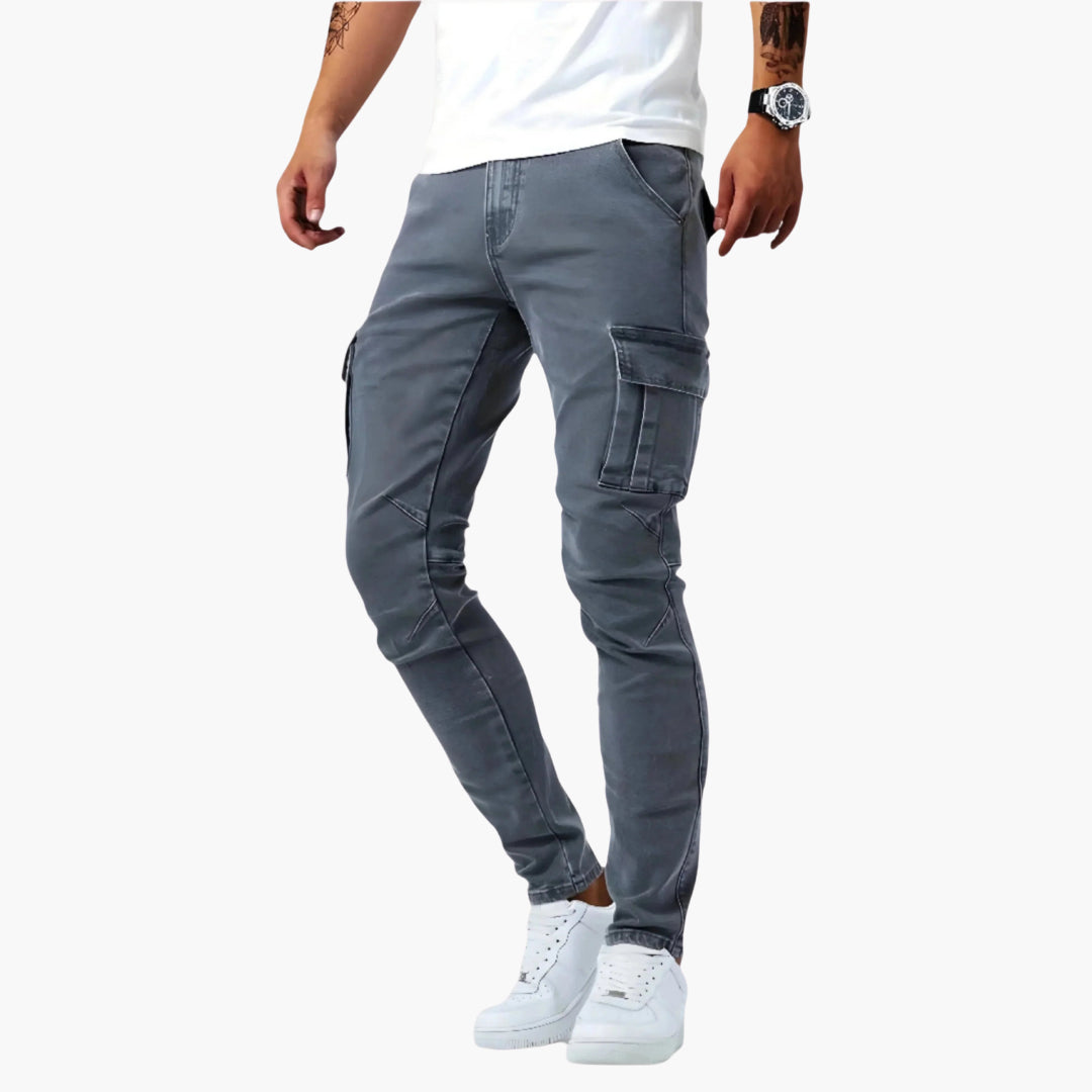 Pantalon cargo pour homme à coupe fuselée avec taille élastique