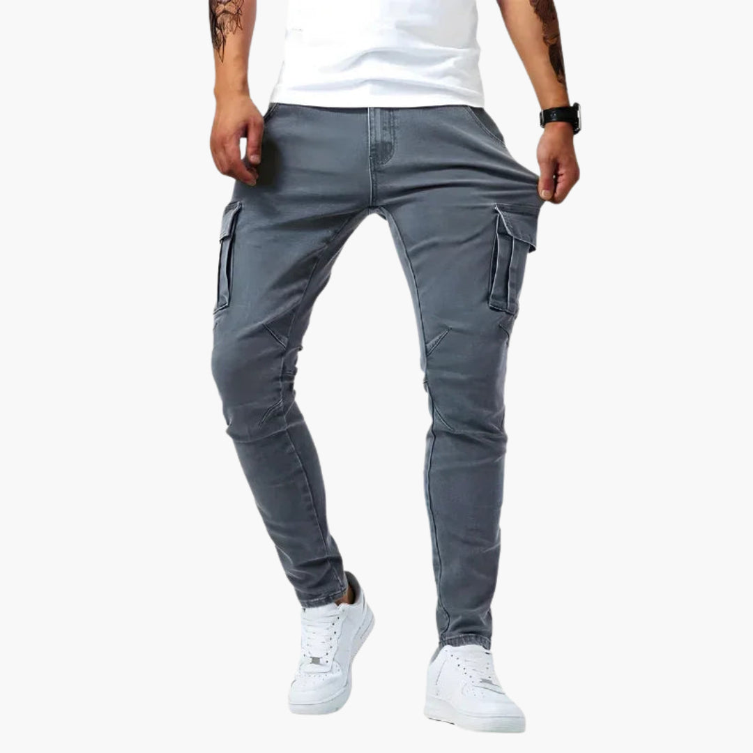 Pantalon cargo pour homme à coupe fuselée avec taille élastique