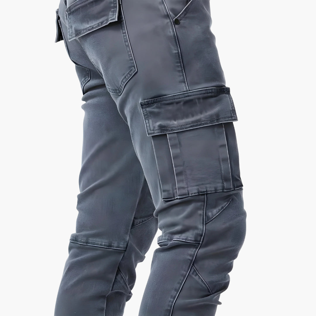 Pantalon cargo pour homme à coupe fuselée avec taille élastique
