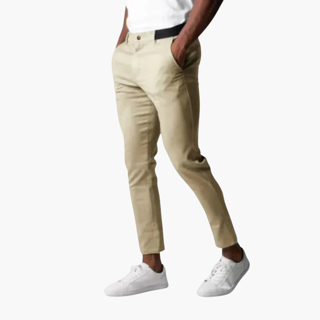 Pantalon chino homme à fermeture boutonnée