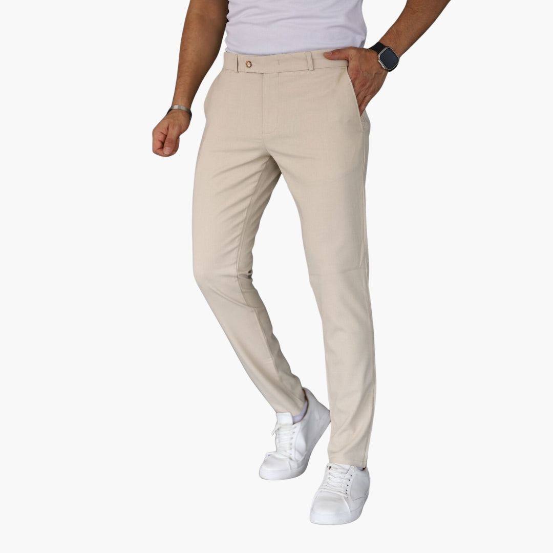 Pantalon chino homme coupe ajustée avec poches latérales