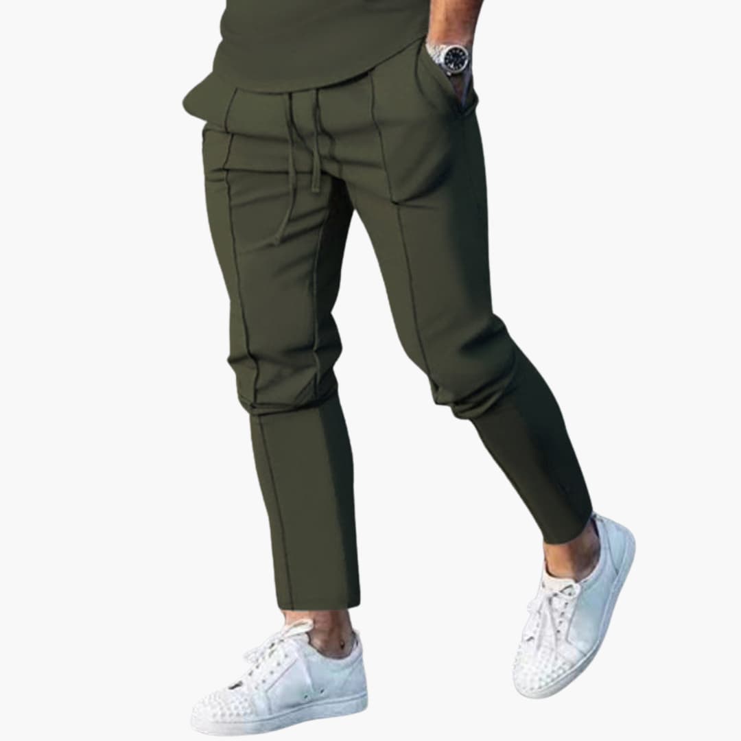 Pantaloni casual da uomo con vita elastica e tasche laterali