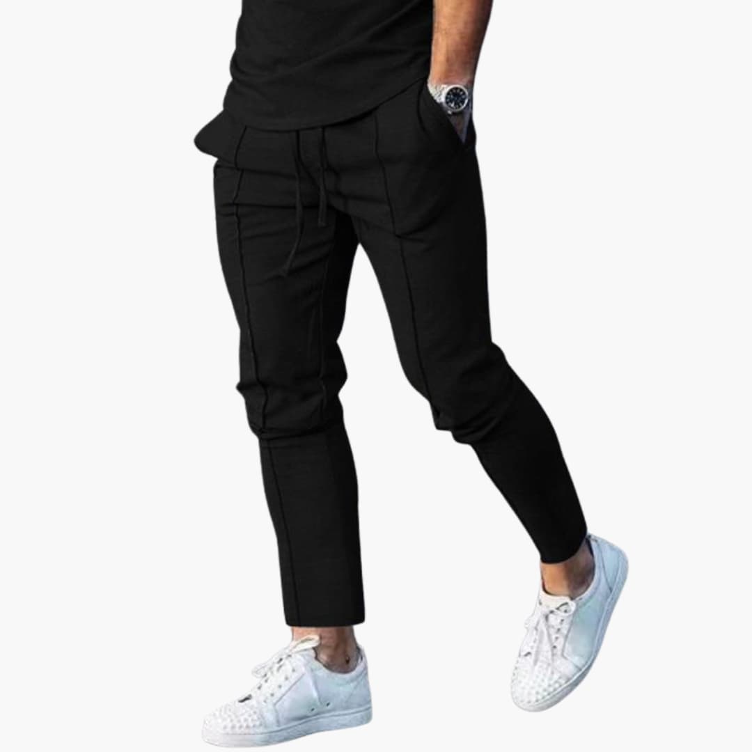 Pantaloni casual da uomo con vita elastica e tasche laterali