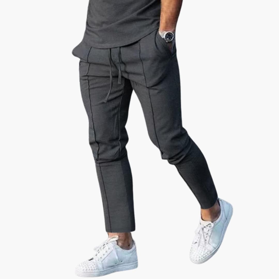 Pantaloni casual da uomo con vita elastica e tasche laterali