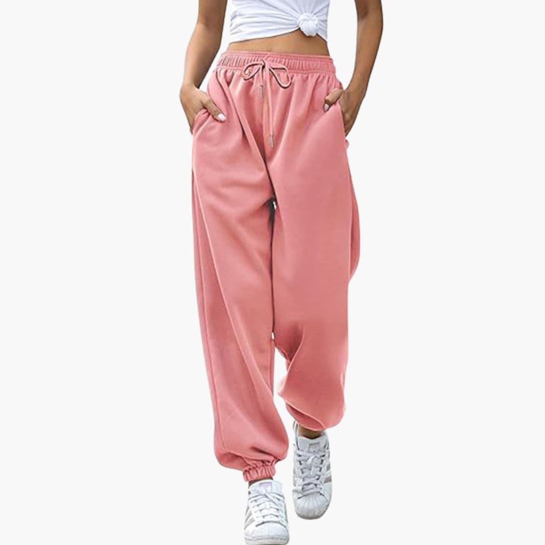 Pantalon de jogging femme taille haute coupe large