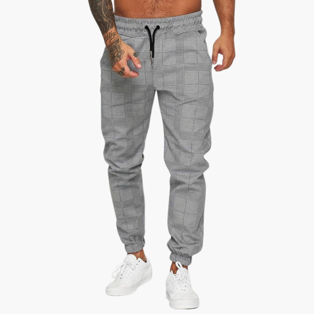 Pantalon de jogging homme à carreaux avec taille élastique
