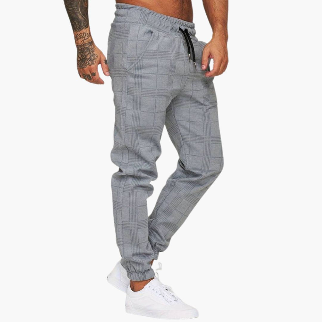 Pantalon de jogging homme à carreaux avec taille élastique