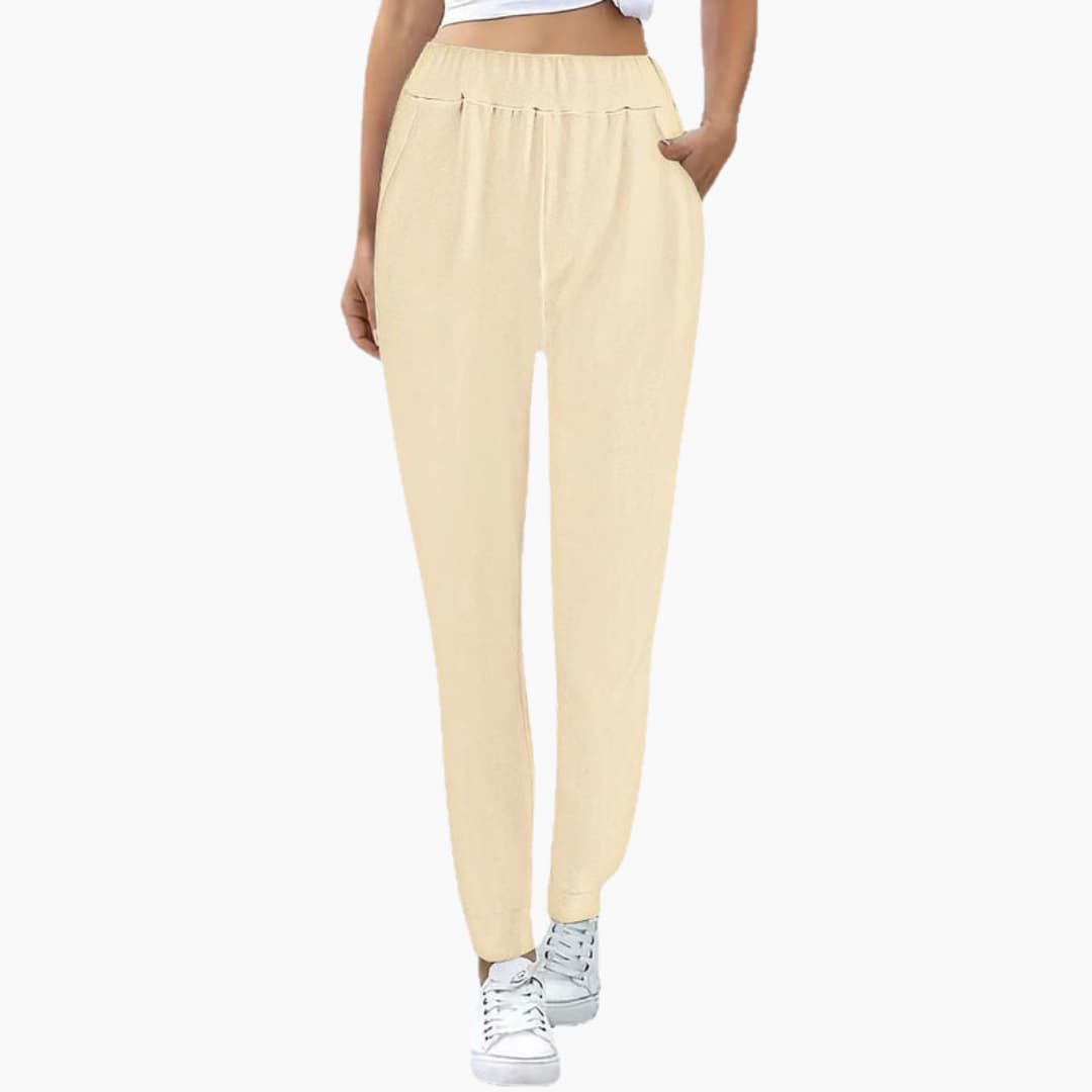 Pantaloni sportivi da donna con vita elasticizzata e tasche laterali