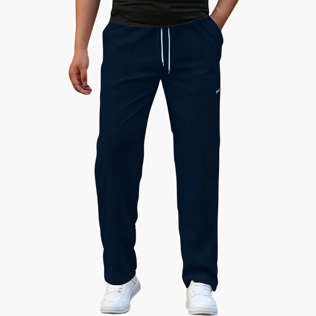 Pantalon droit décontracté pour homme avec taille à cordon et poches latérales