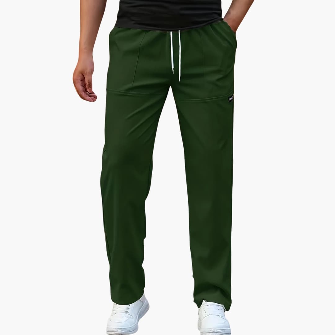 Pantalon droit décontracté pour homme avec taille à cordon et poches latérales
