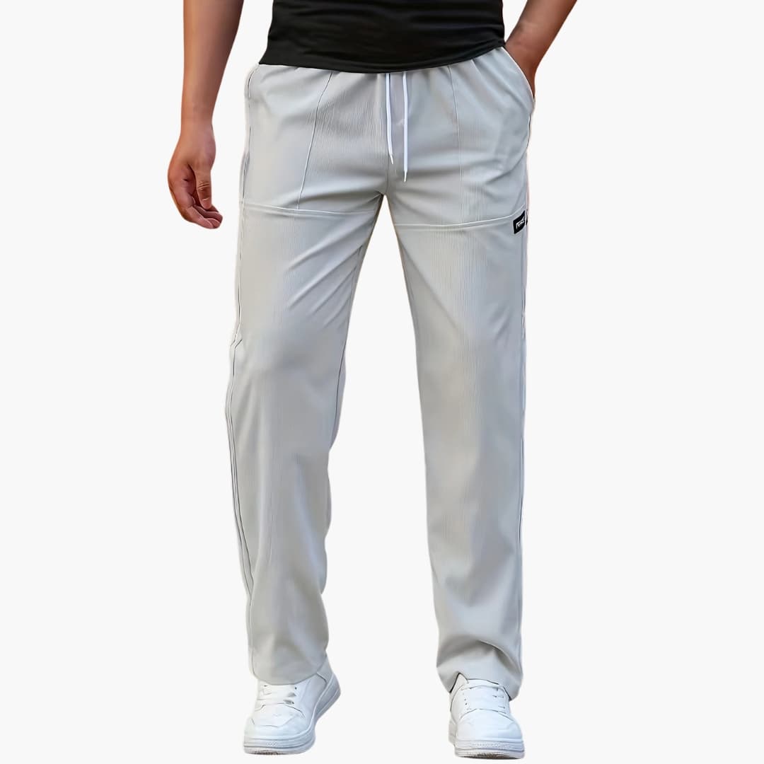 Pantalon droit décontracté pour homme avec taille à cordon et poches latérales