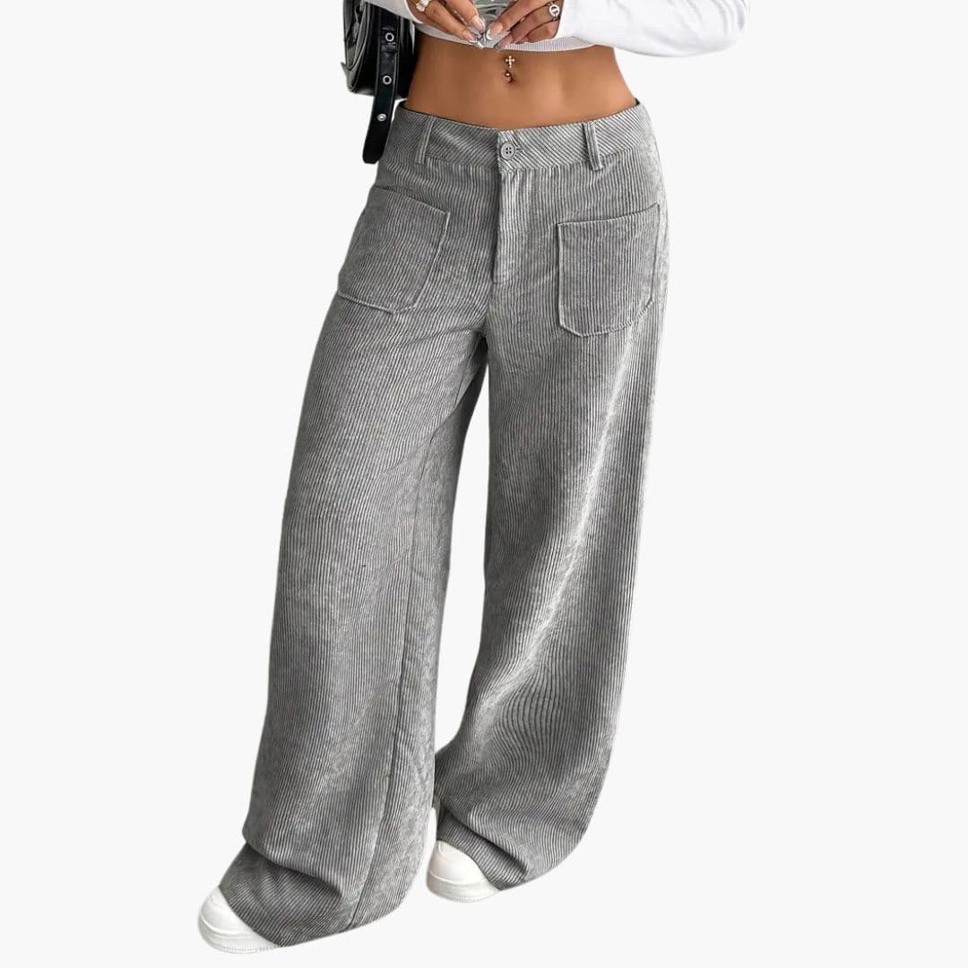 Pantalon en velours côtelé pour femme à jambes larges