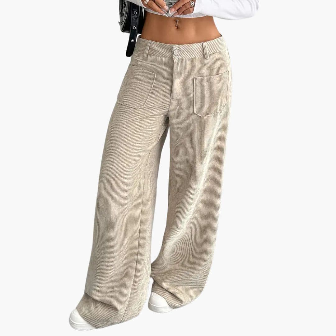 Pantalon en velours côtelé pour femme à jambes larges