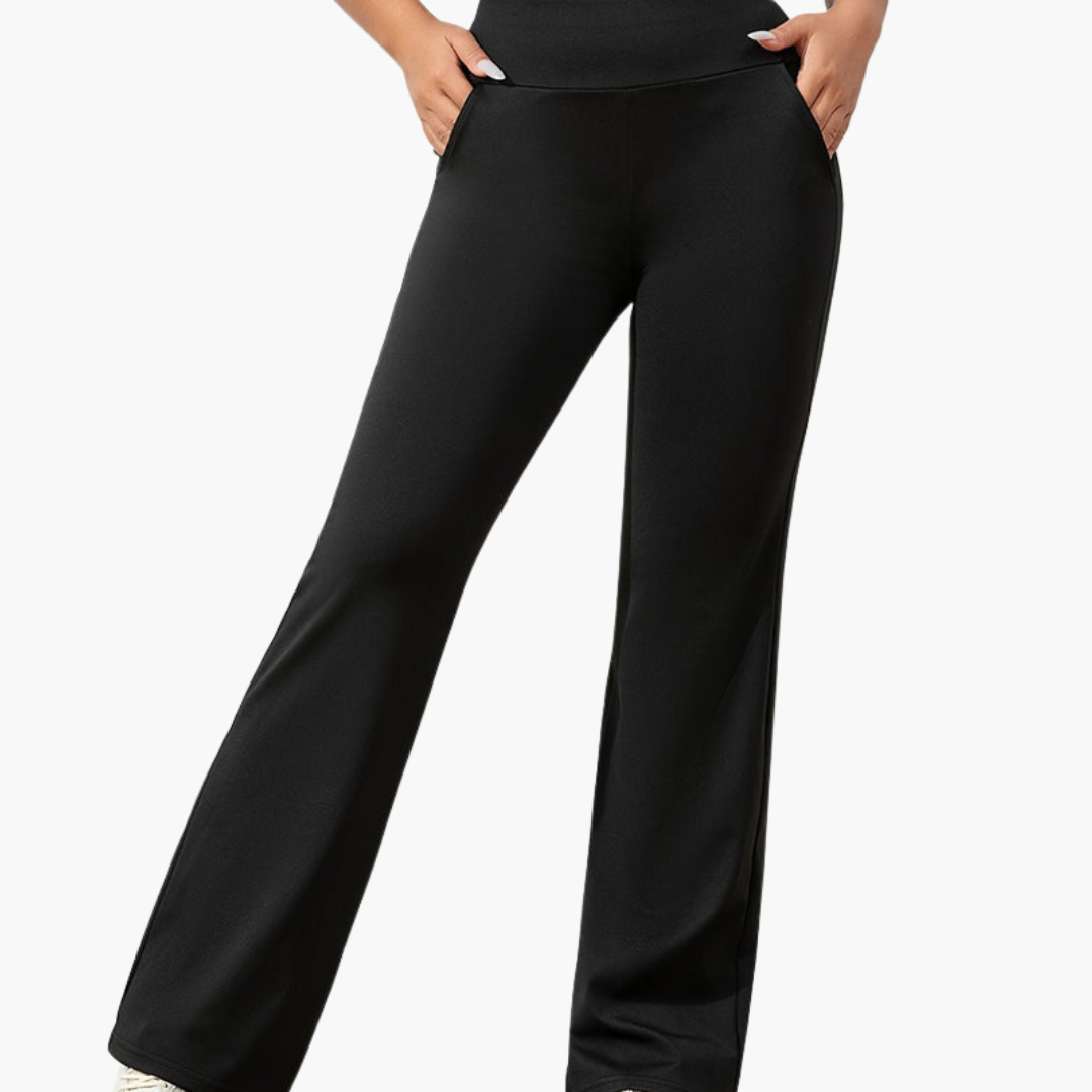 Pantalon évasé pour femme avec taille élastiquée et poches latérales