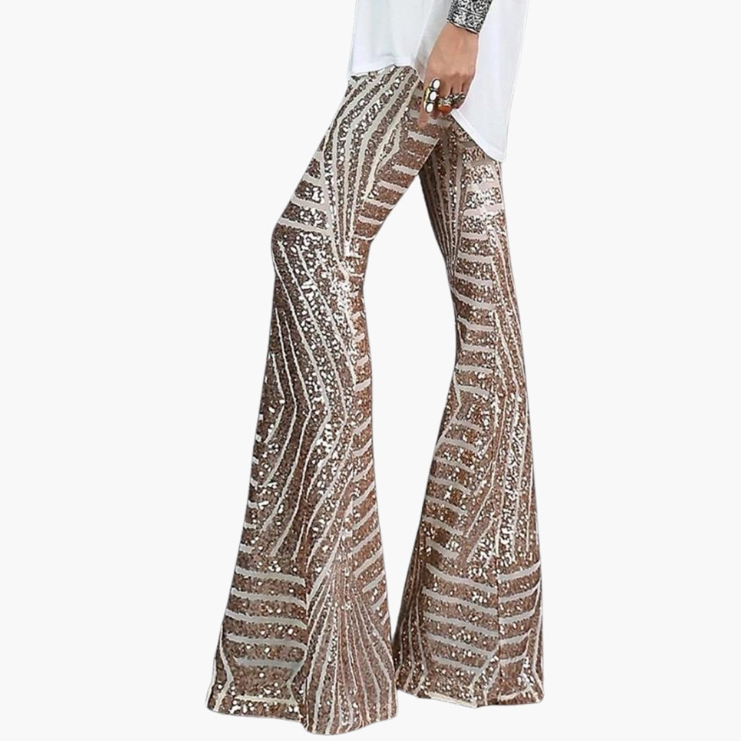 Pantalon femme à jambes évasées avec sequins
