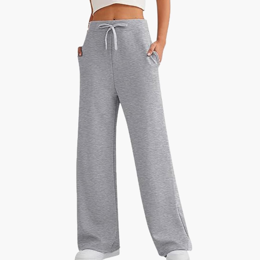 Pantalon femme à taille coulissante et jambes larges