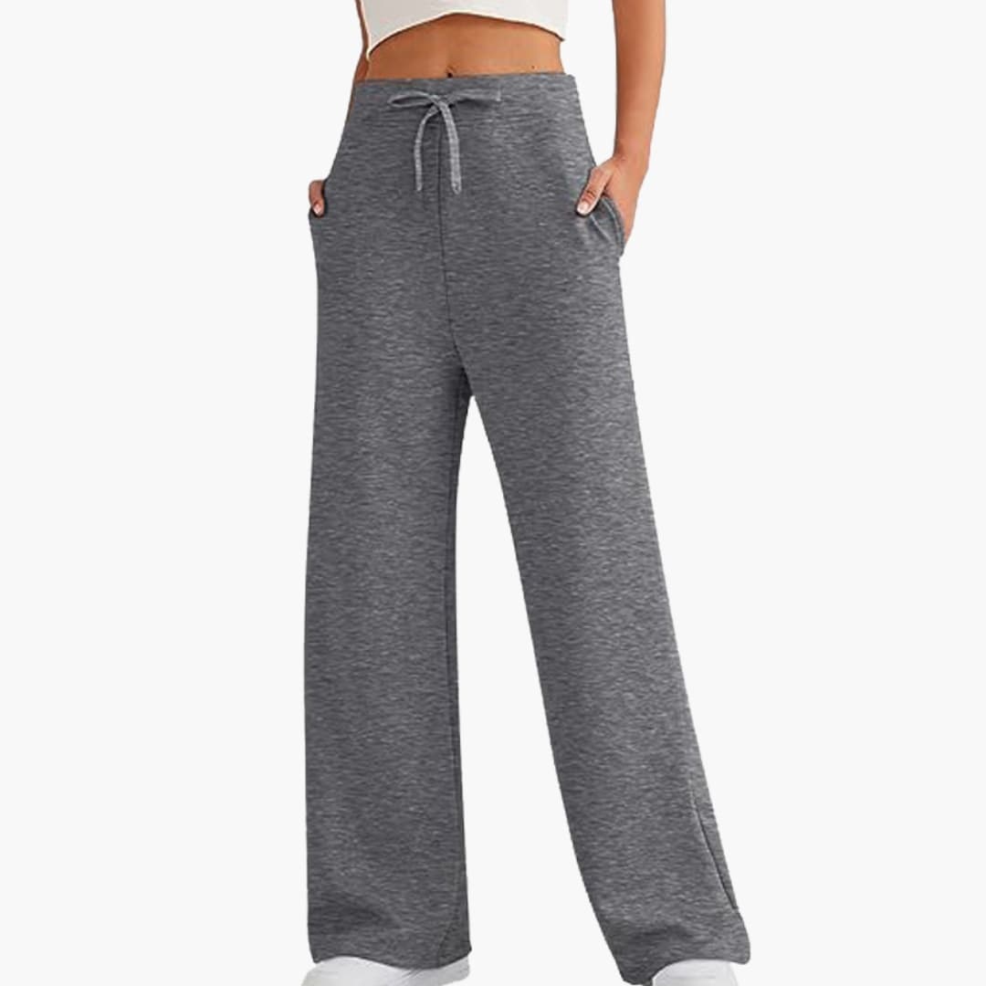 Pantalon femme à taille coulissante et jambes larges