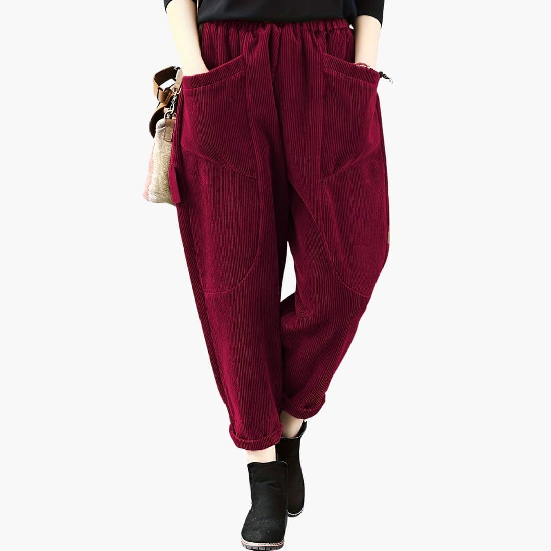 Pantalon femme coupe ample avec grandes poches avant