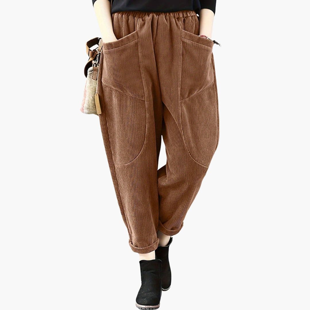 Pantalon femme coupe ample avec grandes poches avant