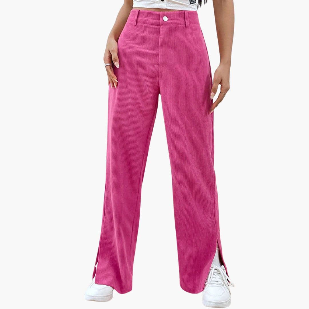 Pantalon femme en velours côtelé jambe large