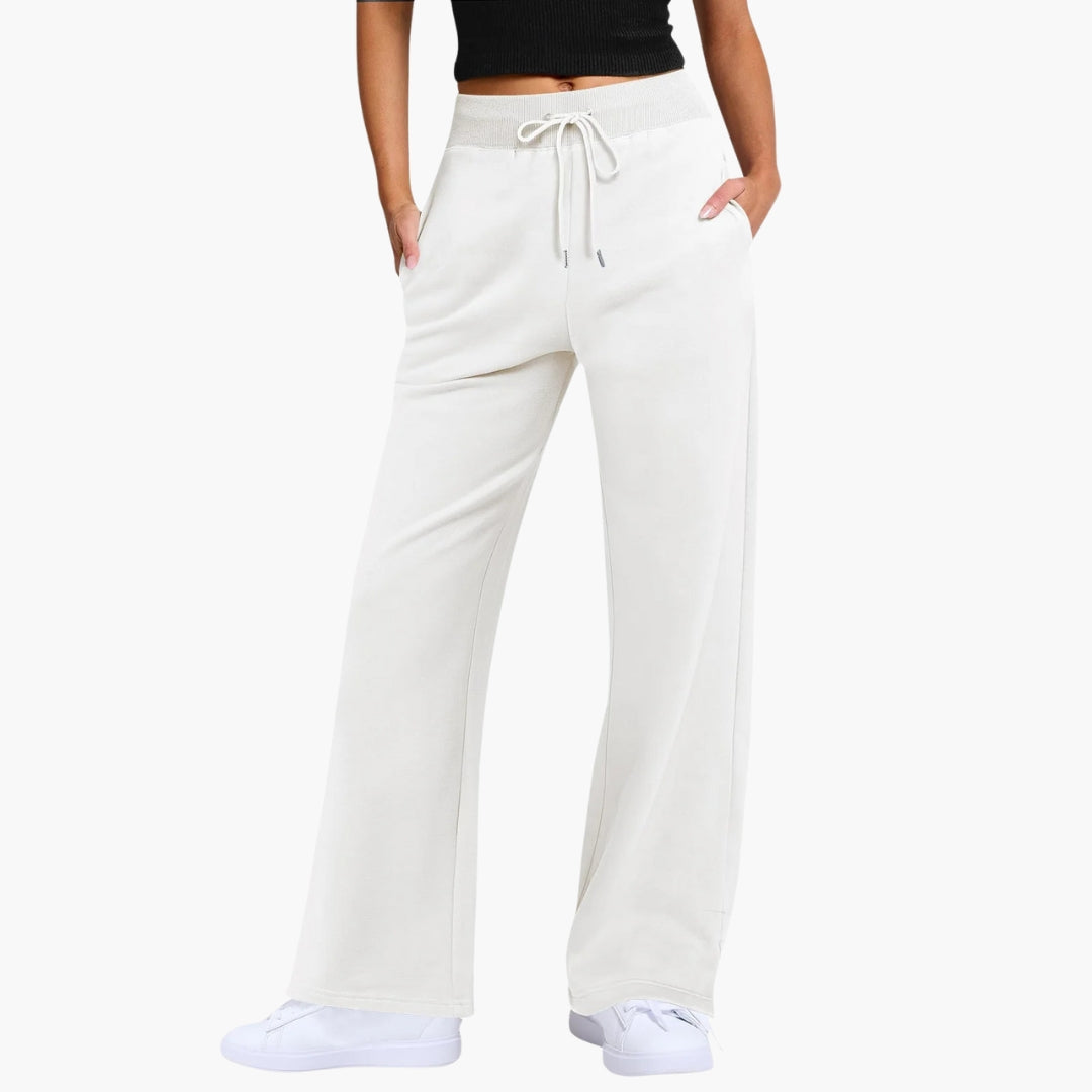 Pantaloni donna gamba larga con tasche laterali